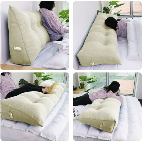 Pour Lit Oreiller De Lecture Triangulaire,coussin De Chevet Doux,grand Dossier Coussin De Lecture