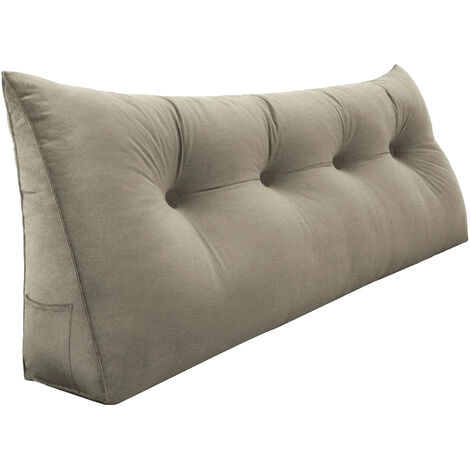 VERCART Coussin de Lecture Compensé, Triangulaire Coussin à Coins, Gros Coussin Canapé, Traversin Tête de lit Support Arrière, Oreiller Cervical Dossier de Soutien Lombaire, Velours Brun Clair 120cm