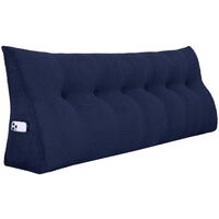 VERCART Coussin de Lecture Compensé, Triangulaire Coussin à Coins, Gros Coussin Canapé, Traversin Tête de lit Support Arrière, Oreiller Cervical Dossier de Soutien, Velours Côtelé, Bleu Marine 180cm