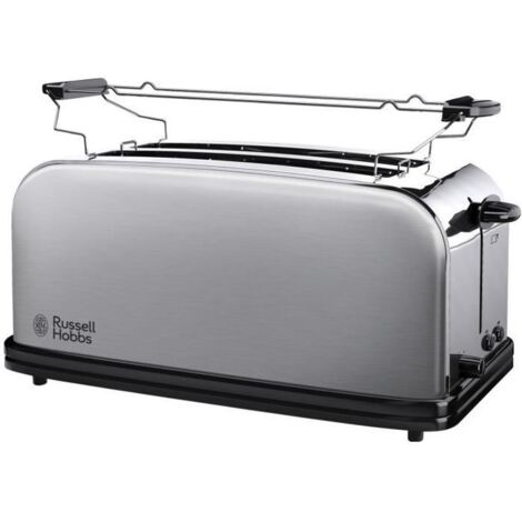Grille-pain long slot 4 fentes 1600W – Corps en acier inoxydable – Fonction décongélation et réchauffage – Pour pain de grande taille – Russell Hobbs