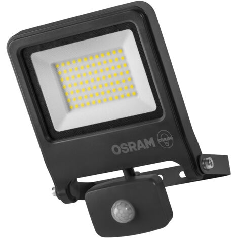 OSRAM Projecteur LED ENDURA FLOOD PC 50 W avec capteur, blanc chaud 3 000 K, 5 000 lumens, IP44 avec détection de mouvement, portée jusqu'à 9 m, gris (1/4)