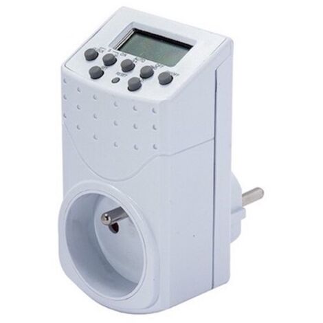 Chacon – Programmateur digital prise FR – 2000W – 140 programmes – Fonction de déclenchement aléatoire – Compte à rebours intégré