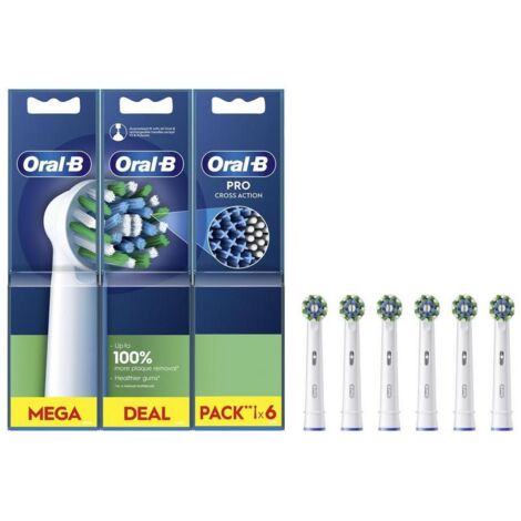 Têtes de brosse à dents pour ORAL-B CrossAction EB50RX 2+2+2 Blanc (1/2)