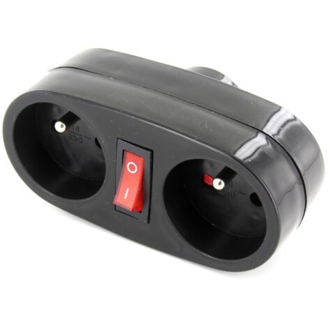 Chacon – Prise biplite 16A avec interrupteur anthracite – 2 prises françaises – Intensité 16A – Puissance 3500W pour installations intérieures (1/7)