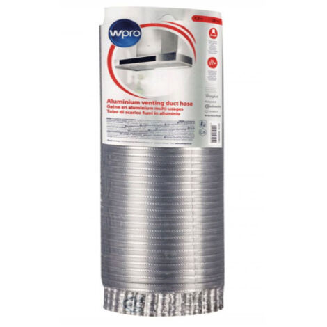 Gaine de hotte en aluminium souple 1,5m diamètre 120mm – Évacuation optimale pour hottes et sèche-linge – 484000008611 – Wpro