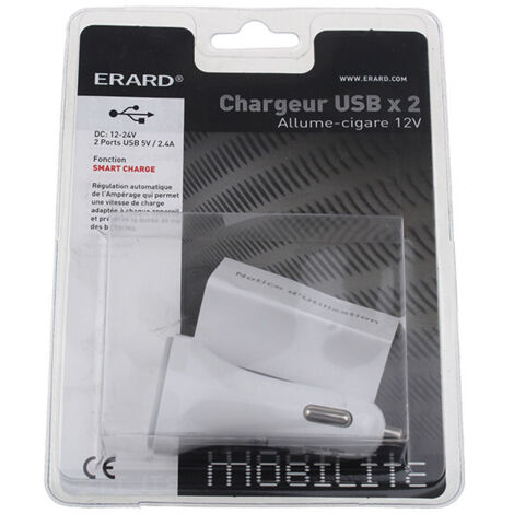 Erard - chargeur 2 usb sur allume-cigare - 2 x 5v2.4a (sma - (1/2)