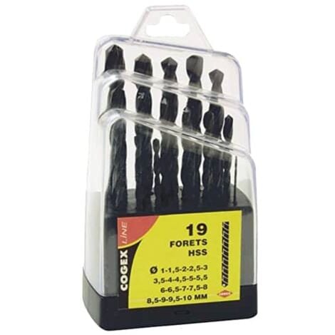 Cogex - foret metaux hss 1 x 10 mm - 19 pièces. Vendu en b -