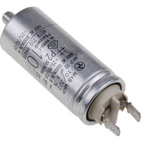 Condensateur de démarrage 10µF 400V pour sèche-linge – Compatible Whirlpool – Technologie radial – 481212118144