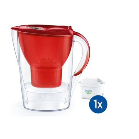 Carafe filtrante BRITA - Marella Rouge - Capacité 2,4L dont 1,4L d'eau filtrée - 1 Cartouche Maxtra Pro All-In-1 incluse