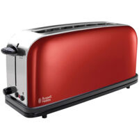 Grille-pain 1 fente rouge flamboyant – Puissance 1000W – Fonction réchauffe viennoiseries – Tiroir ramasse miettes amovible – Niveau de brunissage ajustable – Russell Hobbs