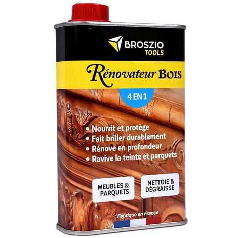 Rénovateur bois Broszio Tools 4 en 1  Vernis bois 500 ml  Peinture bois extérieur intérieur  Ravive bois meuble parquet