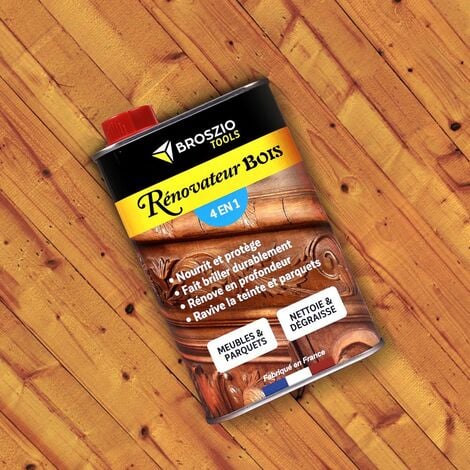 Rénovateur bois Broszio Tools 4 en 1  Vernis bois 500 ml  Peinture bois extérieur intérieur  Ravive bois meuble parquet
