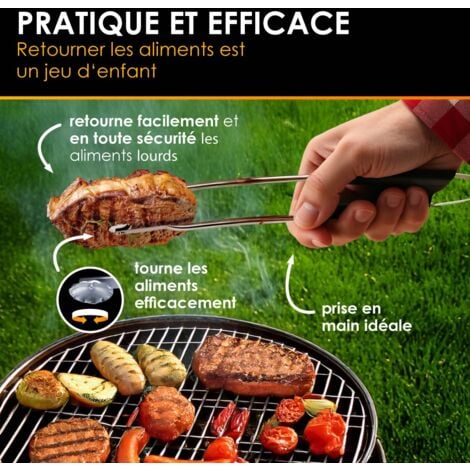 Pince barbecue inox à roulette  ustensile cuisine extérieure et intérieure  Pince BBQ à retourner Durandal Selection