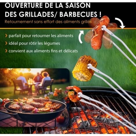 Pince barbecue inox à roulette  ustensile cuisine extérieure et intérieure  Pince BBQ à retourner Durandal Selection
