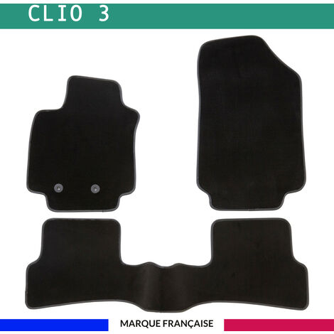 Tapis De Voiture Sur Mesure Pour Renault Clio 3 (2005-2012) | 4 Tapis Velours, Antidérapants, Broderie Logo - Fabriqué En Italie