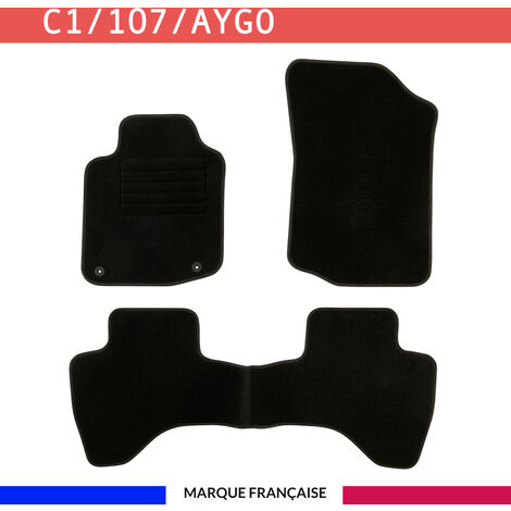 Tapis de voiture - Sur Mesure pour C1 / 107 / AYGO (2005 - 2014) - 3 pièces - Tapis de sol antidérapant pour automobile (1/4)