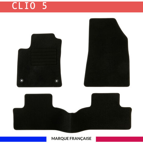 Tapis De Sol Sur Mesure Renault Clio 5 (à Partir De 06/2020) - 2 Pièces Avant, Noir, Antidérapant - Moquette Lavable