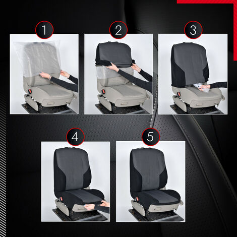 Housses De Siège Sur Mesure Pour Renault Master IV Van (2010-) - Avant 1+2, Noir, Cuir Artificiel