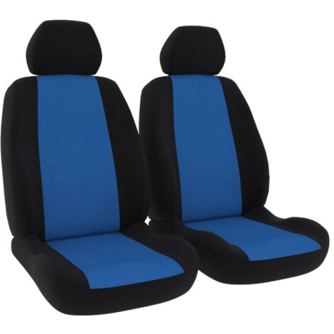 Jeu de 2 housses de sièges avant - Universelles - Voiture/Auto - Lavable - Tissu noir / bleu (1/5)