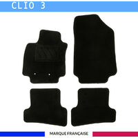 Tapis de voiture sur mesure pour Renault Clio 3 (2005-2014) – 4 pièces – Antidérapant AUTOGRIP® – Clips de fixation inclus