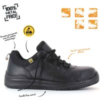 Foxter - Chaussures de sécurité | Hommes | Basses | Baskets de Travail | Légères et Respirantes | Résistant | S1P SRC 44 Noir - Noir