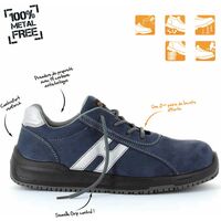Foxter - Chaussures de sécurité | Mixte : Hommes et Femmes | Basses | Baskets de Travail | Légères et Respirantes | Sans métal | S1P SRC 47 Bleu - Bleu