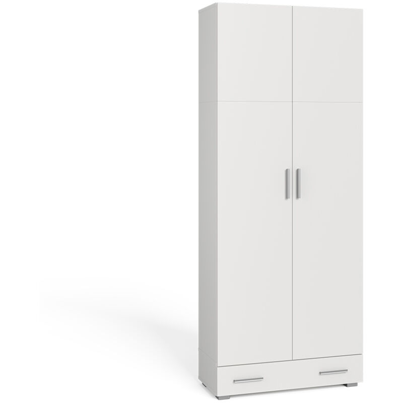 Armoire Bureau Vicco Frank - Blanc/Sonoma 80x182cm - Rangement Classeurs - 2 Portes