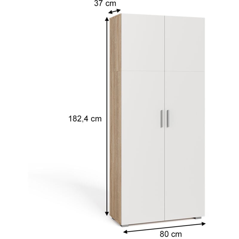 Étagère à dossiers Frank, Blanc/Sonoma, 80x182.4cm, Vicco 2