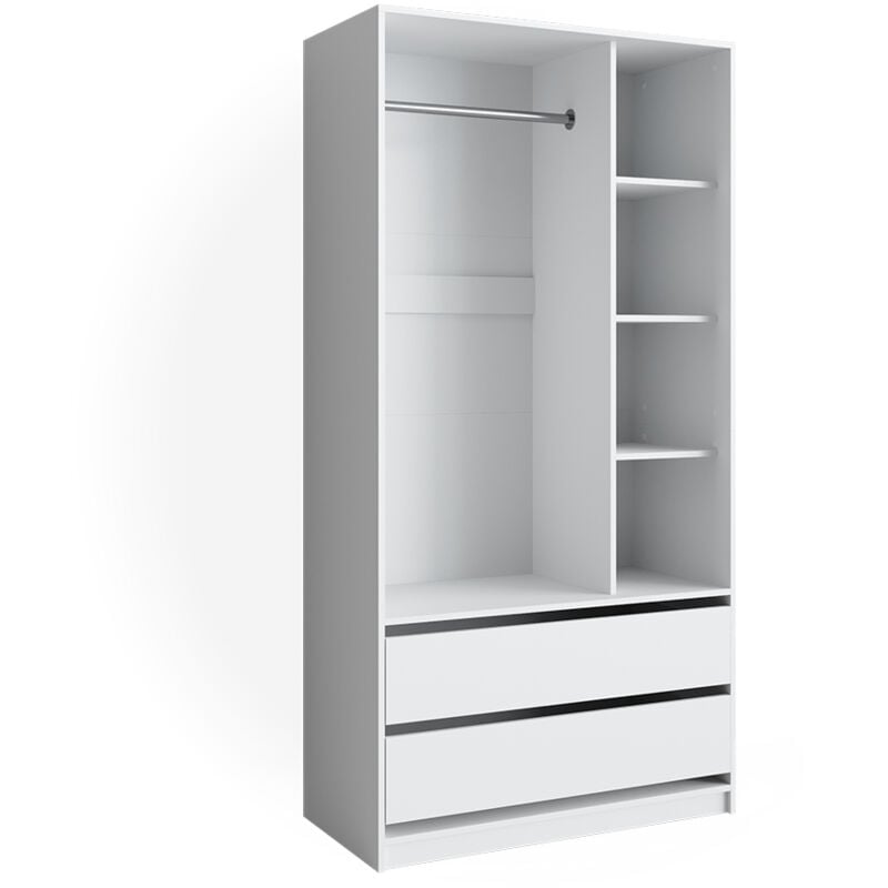 Armoire pour enfants Elmo, Blanc, 100 x 200 cm avec 2 tiroirs, Vicco