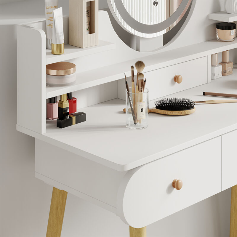Coiffeuse Surrey, Blanc, 60 cm avec miroir LED, Vicco
