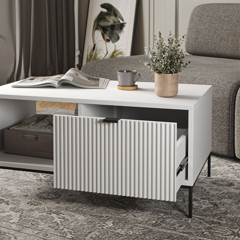 Table basse en bois VCM Table de salon Table d'appoint en verre Wanilo