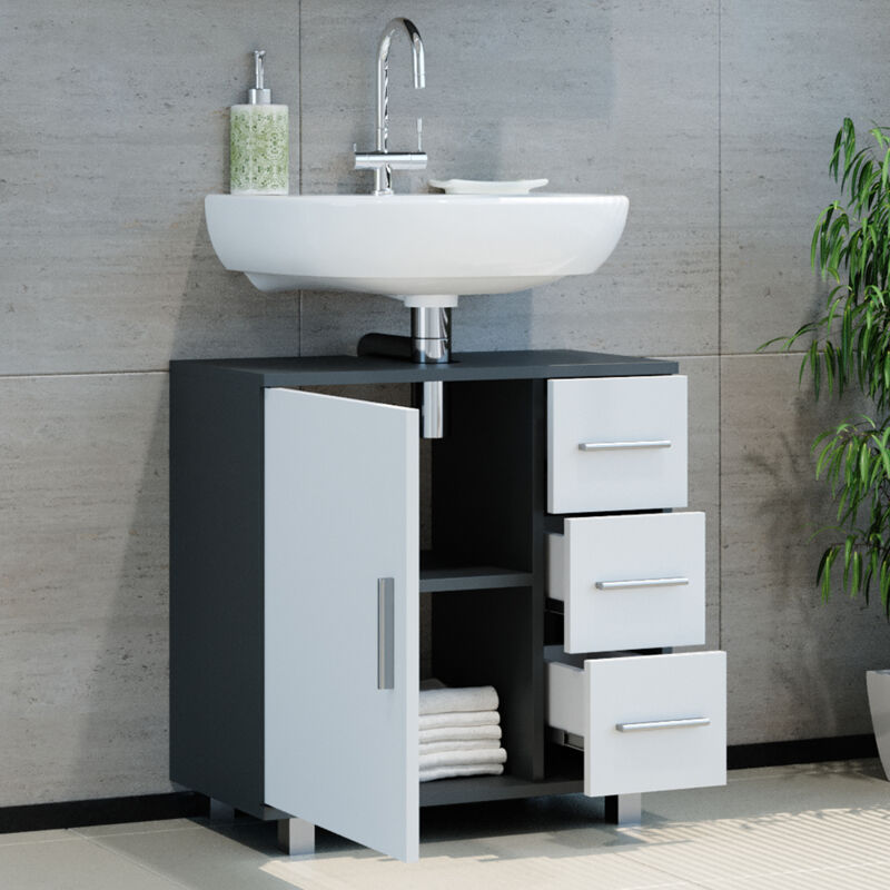 Vicco Meuble sous vasque simple J-Shape, Anthracite, 80x60.8cm | Leroy Merlin