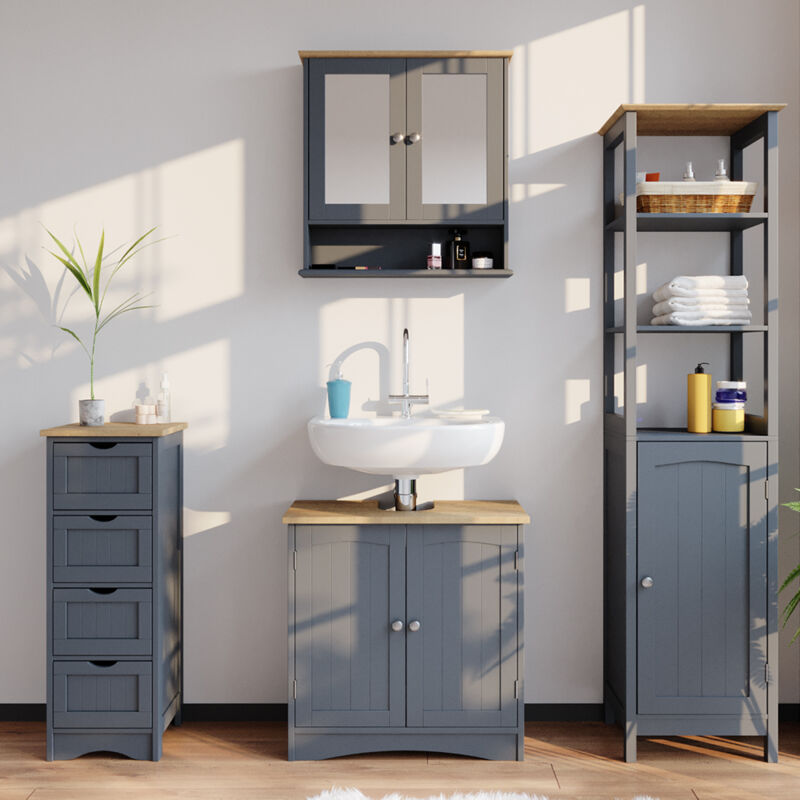 Meuble de rangement de salle de bain Eden, 40x84cm, Anthracite