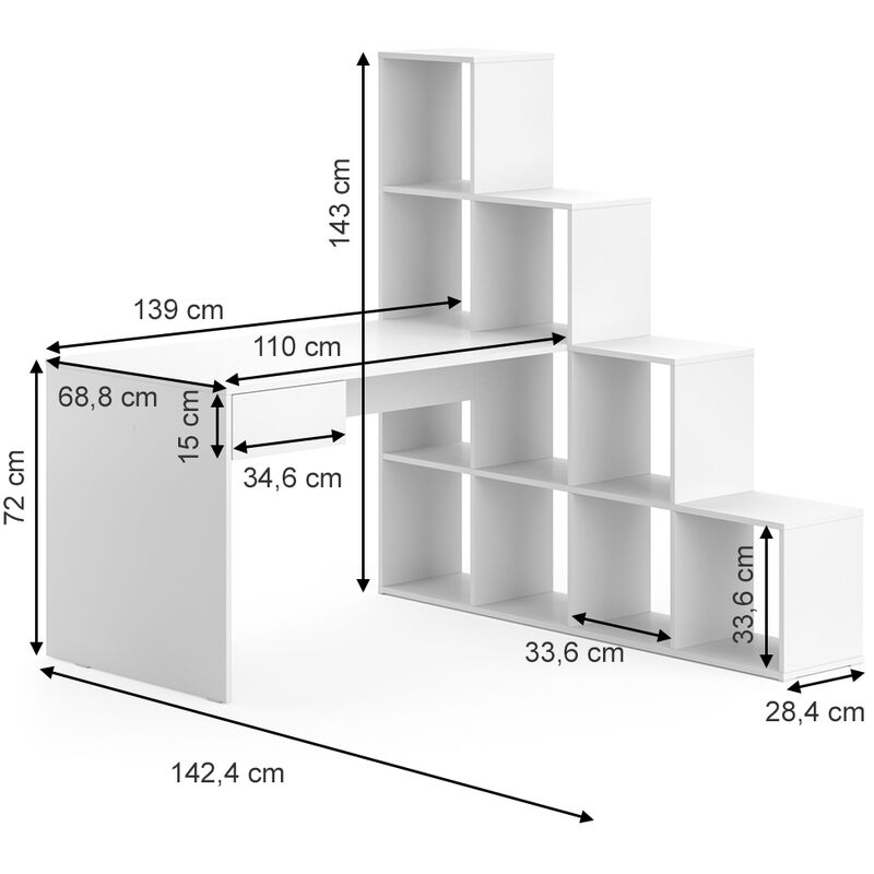 Bureau suspendu sonoma 110 x 75 x 48 cm (LxHxP)