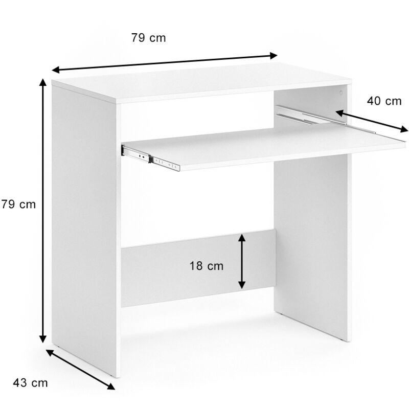 Bureau Vicco Nils Blanc, Table Informatique 79x43 Cm, MDF, Neuf En Boîte