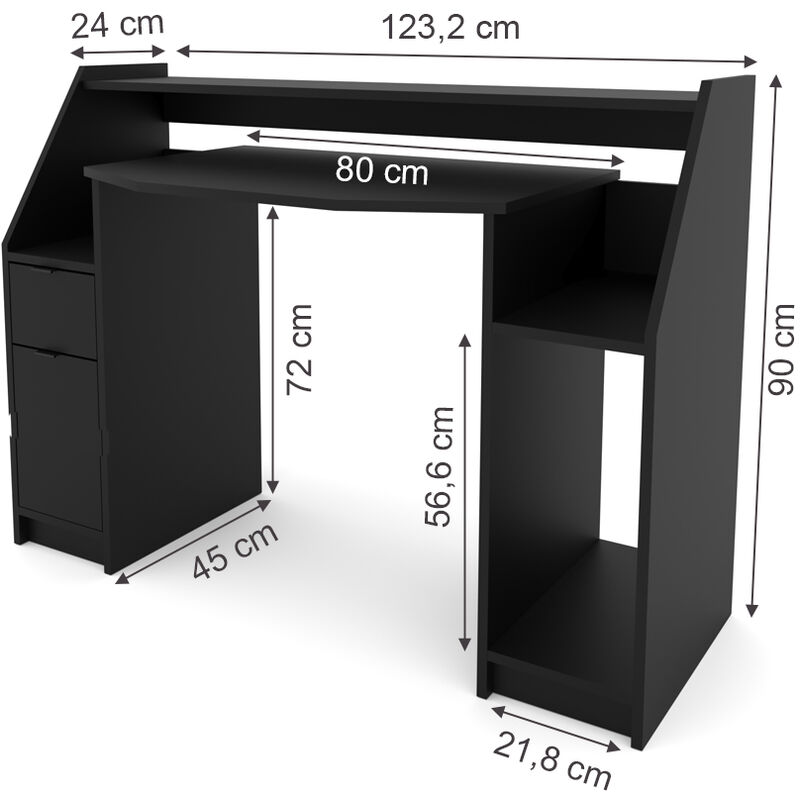 Acheter la table d'ordinateur Vicco Kron 90cm noir/gris