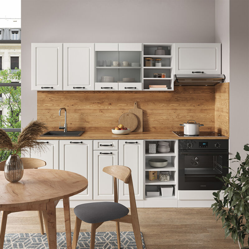 Cuisine Intégrée Vicco R-Line 240 Cm – Blanc Sonoma, Moderne