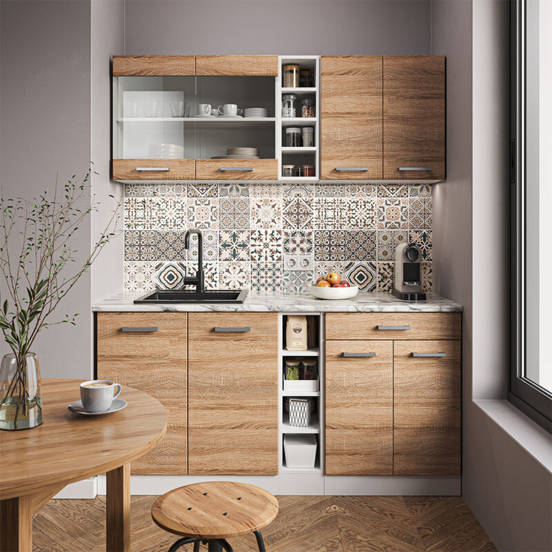 Acheter Vicco Kitchenette R-Line 247x167cm Sonoma/Blanc
