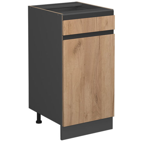 Meuble cuisine R-Line, Chêne de force doré, 40 cm J-Shape, sans plan de travail, Vicco