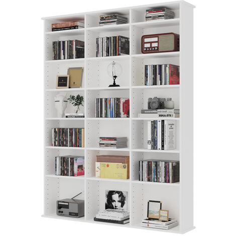 Étagère CD Vicco "Jukebox" - 102x178x16 Cm - 27 Tablettes Réglables - Capacité 1080 CD
