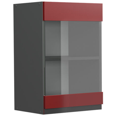 Meuble de cuisine haut vitré R-Line, Rouge, 40 cm J-Shape, Vicco