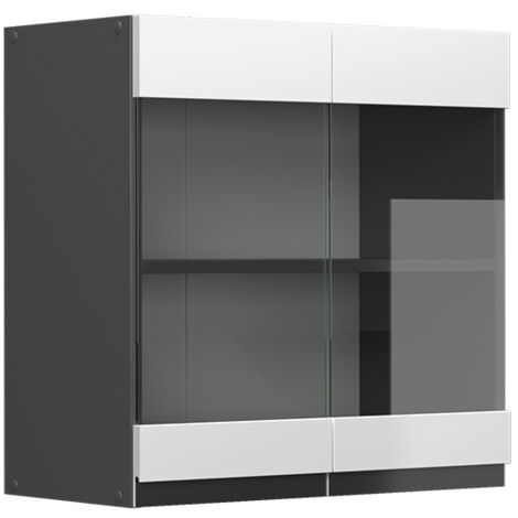 Meuble de cuisine haut vitré R-Line, Blanc, 60 cm J-Shape, Vicco
