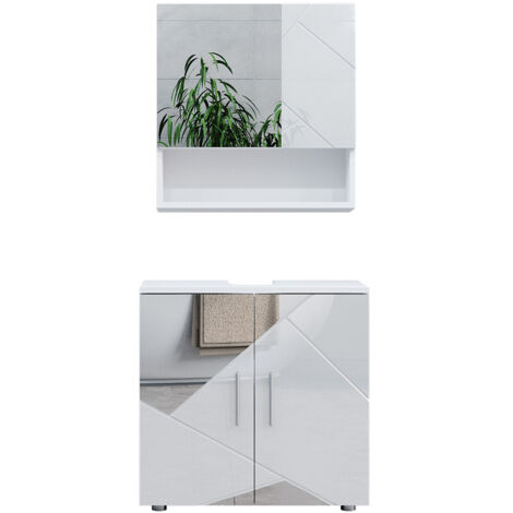 Ensemble de meubles de salle de bain Irma, Blanc, 2 pièces, armoire basse 60 cm, Vicco