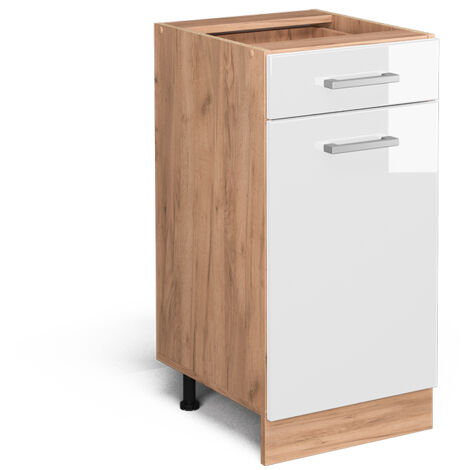 Meuble cuisine R-Line, Blanc Haute brillance, 40 cm sans plan de travail, Vicco