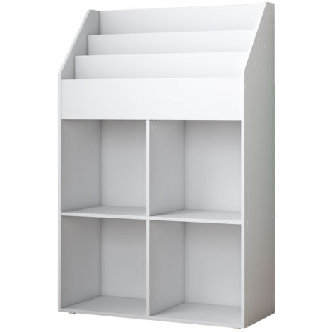 Bibliothèque enfant Conny, Blanc, 72 x 111 cm avec 4 étagères pour les boîtes pliantes, Vicco