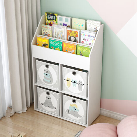 Bibliothèque Enfant Vicco Conny 72x79cm - Blanc - 3 étagères Rangement Jouets - Meuble Chambre