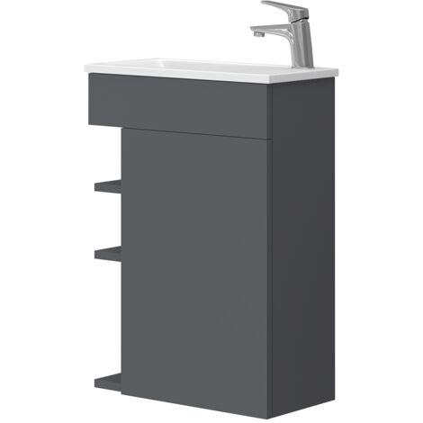 Ensemble de meubles de salle de bain Amadeo, Anthracite, 2 parties, avec lavabo, Vicco