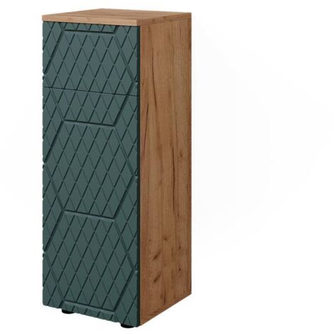 Armoire midisch Irma, Chêne de force doré, 30 x 81 cm avec 1 tiroir, 2 compartiments, salle de bain, Vicco