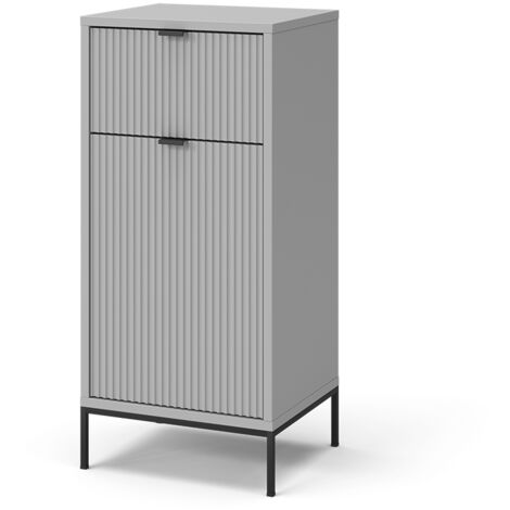 Meuble salle de bain Eliza, Gris, 40x87cm avec porte et tiroir, Vicco