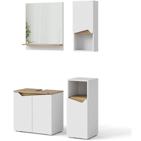 Ensemble de meubles de salle de bain Marelle, Blanc, 4 parties, Vicco